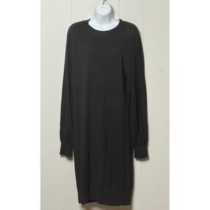 Club Monaco Womens Black Cotton Wool Silk Cashmere Knit Sweater Dress Size Large